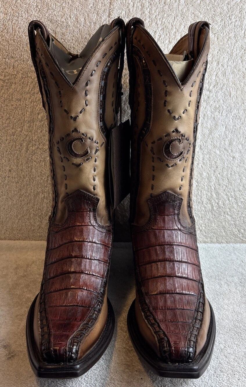 Cuadra Men's Brown 3 Pieces Fuscus/caiman Leather Western Boots Size 7 EE 26503